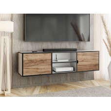 Atvērts TV galdiņš LUNO 3, Balts/Zelts craft/Melns